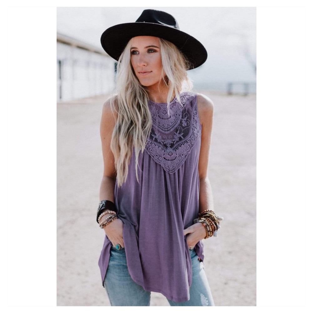 🆕 lace embroidered sleeveless top